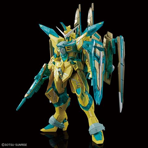「機動戦士ガンダムSEED」のジャスティスガンダムのガンプラ「MG 1／100 ジャスティスガンダム［CROSS CONTRAST COLORS／CLEAR GREEN］」（c）創通・サンライズ