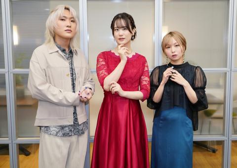 アニメ「最後にひとつだけお願いしてもよろしいでしょうか」に出演する（左から）加藤渉さん、瀬戸麻沙美さん、富田美憂さん