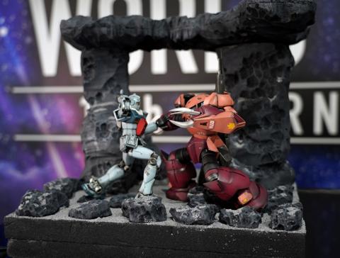 「ガンプラビルダーズワールドカップ 13thトーナメント」の日本大会決勝戦のU-14コースで優勝したガンプラまな君の「ジャブローでは散らない!」