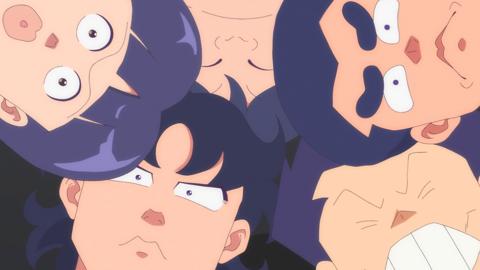 アニメ「ハイスクール！奇面組」の第2話「新学期・必殺自己紹介／ルールなき戦い 級友共闘編」の一場面（c）新沢基栄／集英社・奇面組