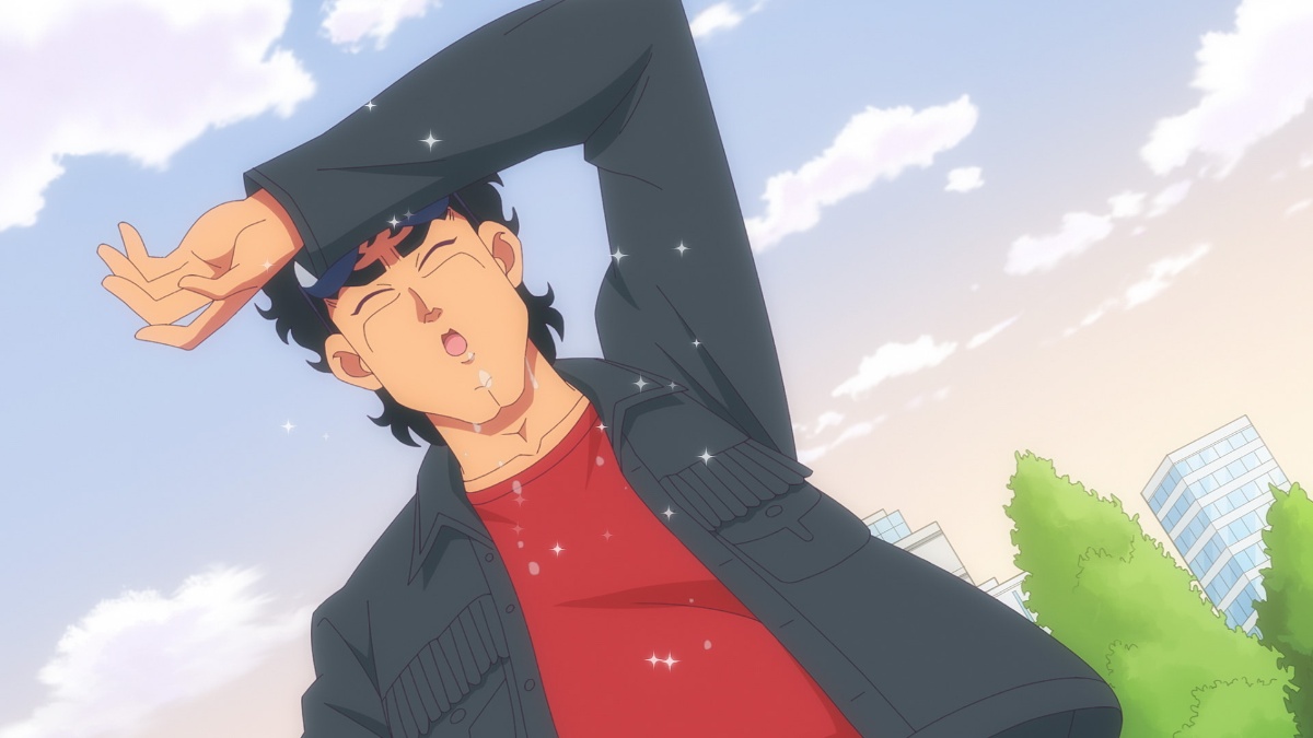 アニメ「ハイスクール！奇面組」の第4話「時をかけろ！熱血教師／物星大 埋めるホネはありますか？」の一場面（c）新沢基栄／集英社・奇面組