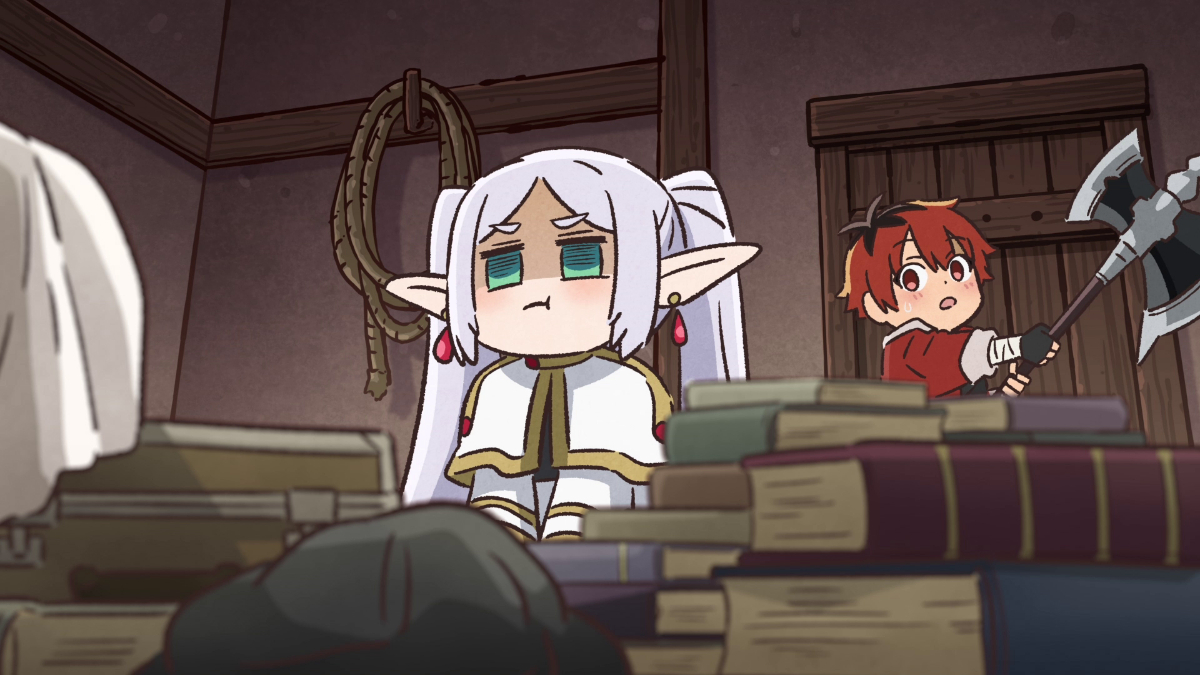 アニメ「葬送のフリーレン」のミニアニメ「葬送のフリーレン ～●●の魔法～」の第20話「心と体が入れ替わる魔法」（c）山田鐘人・アベツカサ／小学館／「葬送のフリーレン」製作委員会