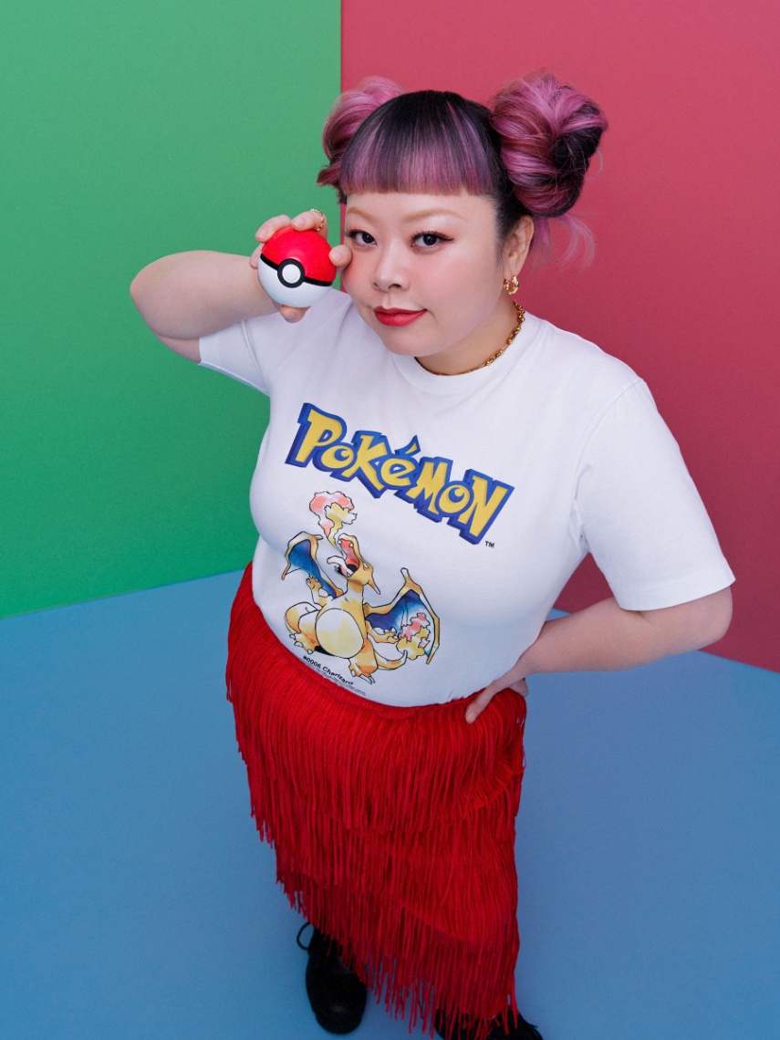 「ポケットモンスター」のTシャツ「ポケモンUT」を着用した渡辺直美さん(c)2026 Pokemon. (c)1995-2026 Nintendo/Creatures Inc./GAME FREAK inc.