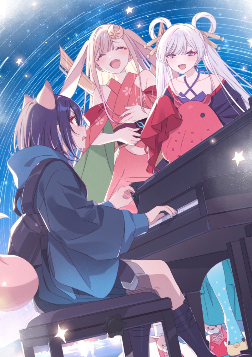 アニメ「超かぐや姫！」の描き下ろしメモリアルビジュアル（c）コロリド・ツインエンジンパートナーズ