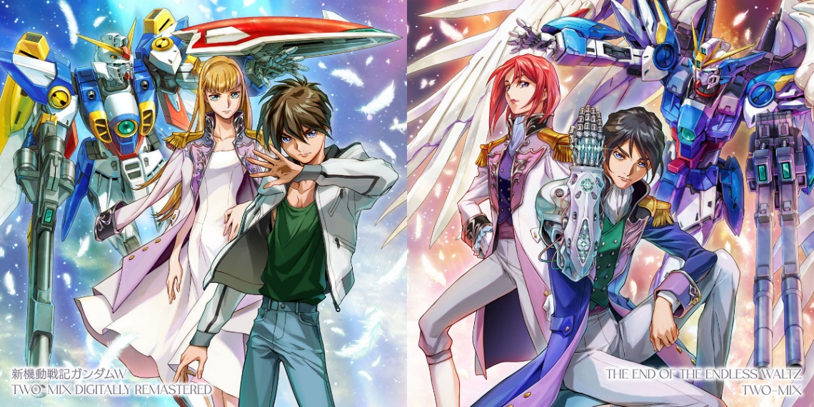 「TWO-MIX」の30周年記念アルバム「新機動戦記ガンダムW TWO-MIX DIGITALLY REMASTERED」（左）と「THE END OF THE ENDLESS WALTZ」のジャケット（c）創通・サンライズ