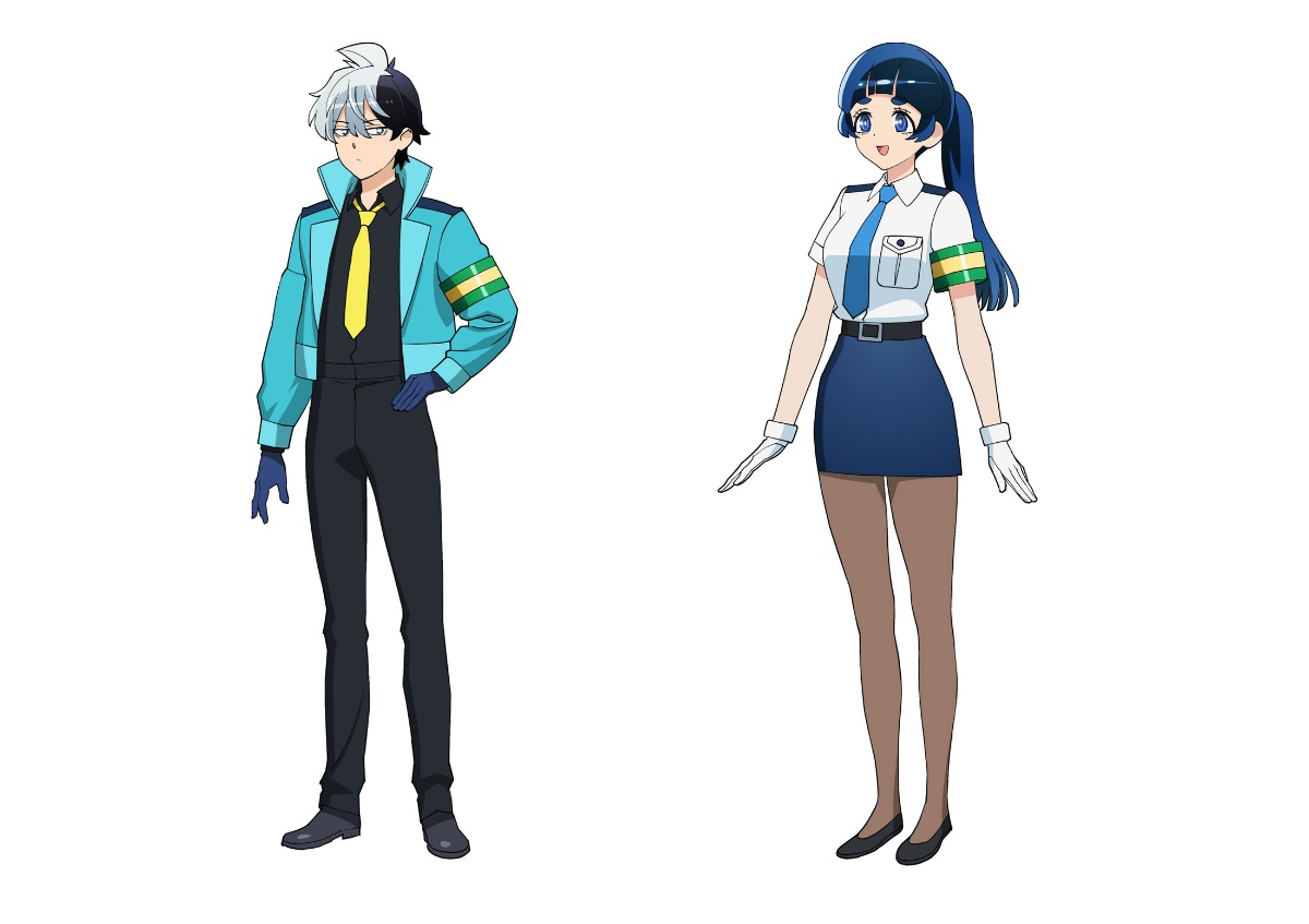 アニメ「超巡！超条先輩」に登場する超条巡（左）と一本木直のキャラクター設定画（c）沼駿／集英社・超巡！超条先輩製作委員会