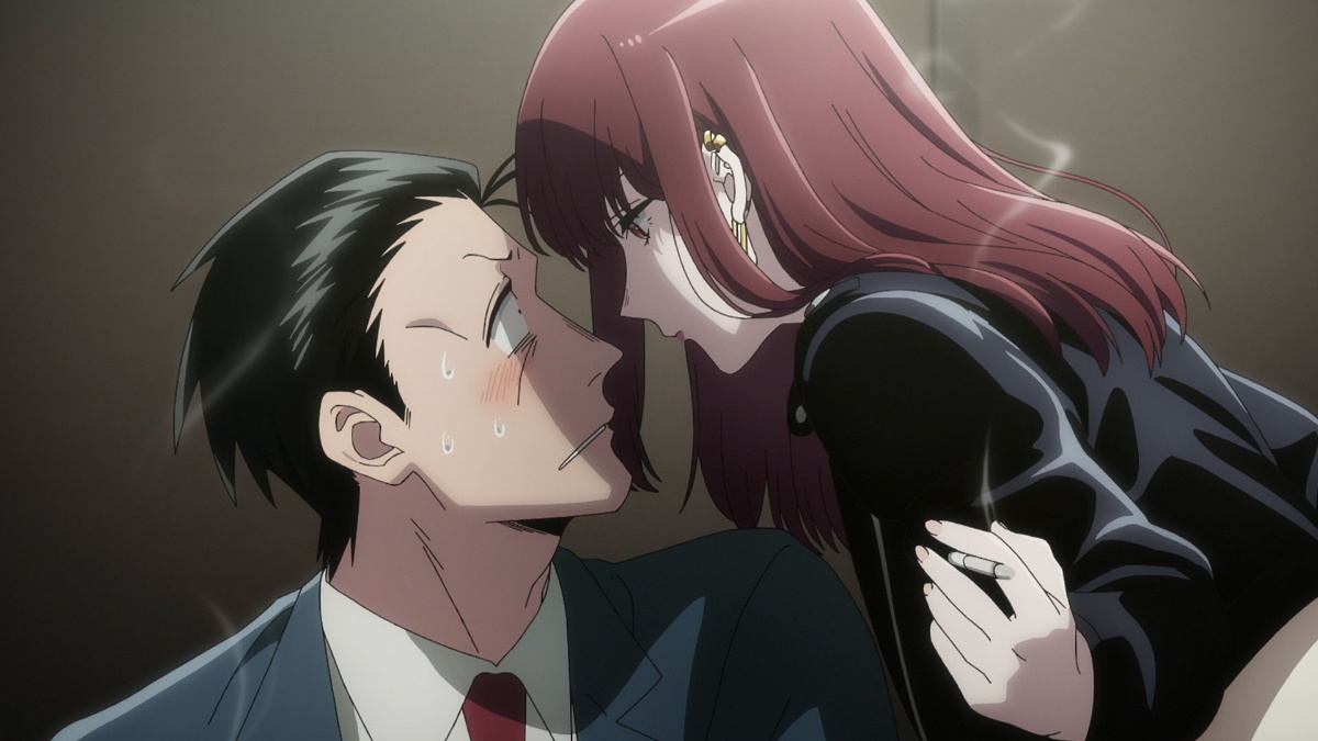 アニメ「スーパーの裏でヤニ吸うふたり」のメインPV第1弾の一場面（c）地主／SQUARE ENIX・「ヤニすう」製作委員会