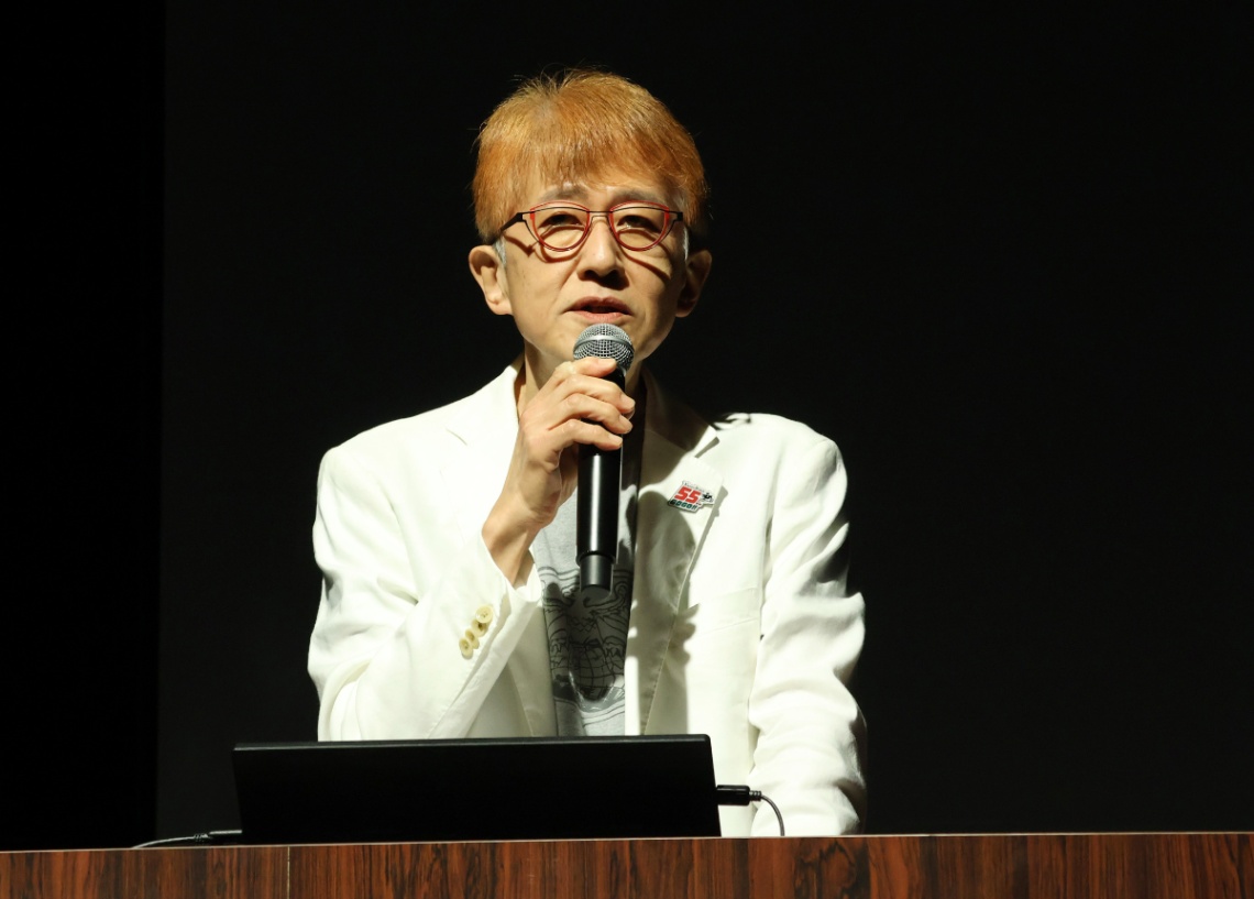 「仮面ライダー生誕55周年発表会」に登壇した東映の白倉伸一郎上席執行役員