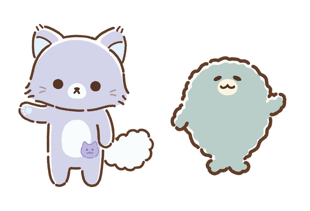 アニメ「リラックマ」に登場するアワワネコ（左）とよびー（C）SAN-X ／ チームリラックマ