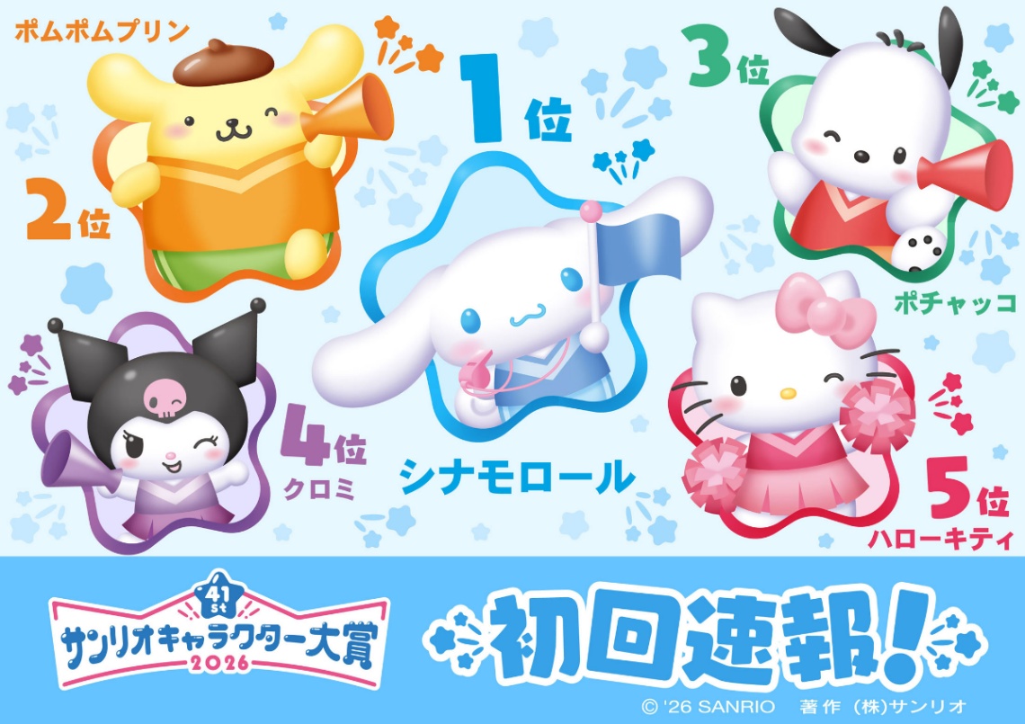 「2026年サンリオキャラクター大賞」の速報順位（c）2026 SANRIO CO.，LTD. 著作 株式会社サンリオ