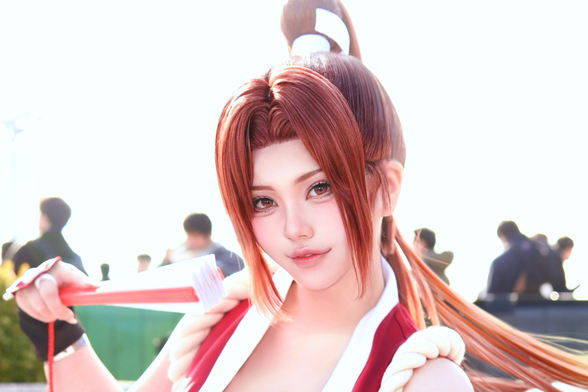 「餓狼伝説」シリーズの不知火舞のコスプレを披露したMelさん