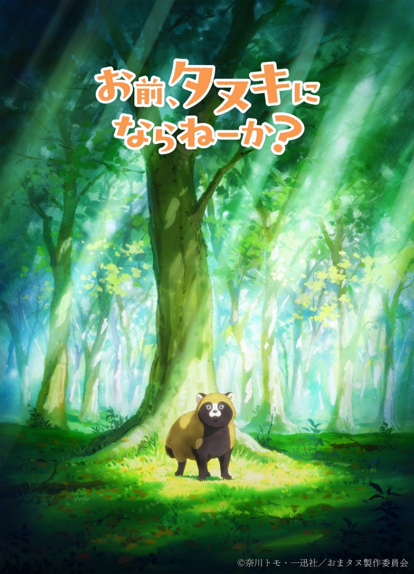 アニメ「お前、タヌキにならねーか?」のティザービジュアル(C)奈川トモ・一迅社/おまタヌ製作委員会