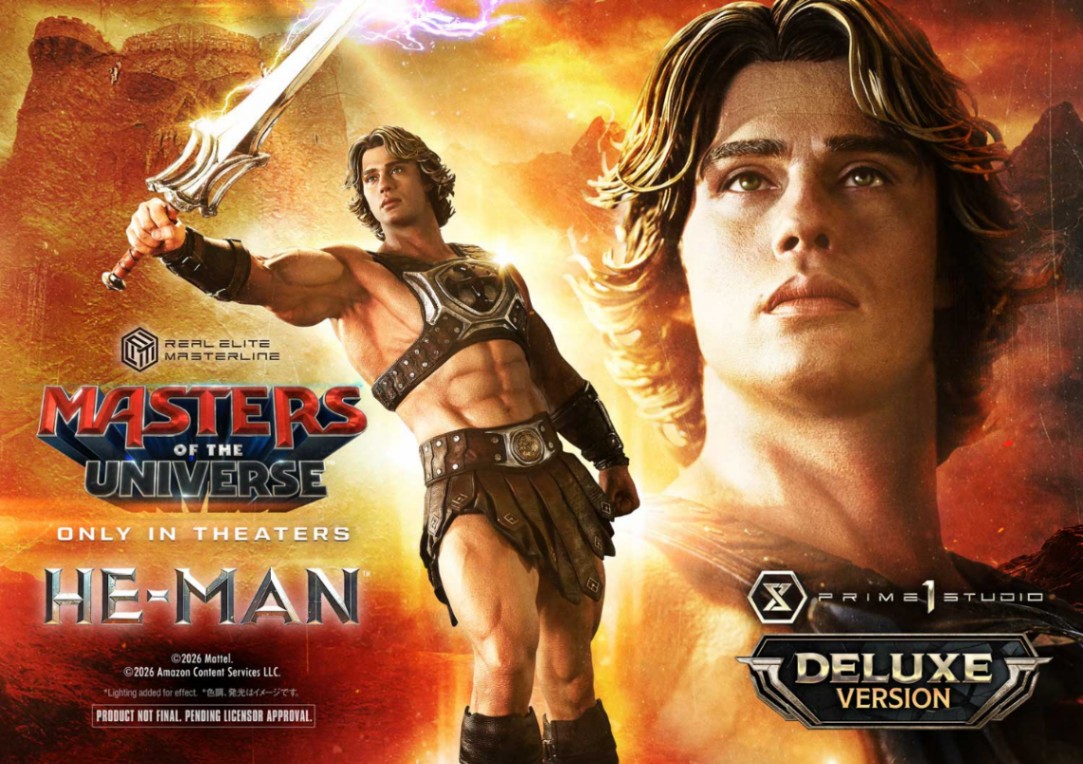 「マスターズ・オブ・ユニバース」の主人公・ヒーマンのスタチュー「リアルエリートマスターライン マスターズ・オブ・ユニバース ヒーマン DX ボーナス版」（C）2026 Mattel. Masters of the Universe and associated trademarks are owned by Mattel.（C）2026 Amazon Content Services LLC.