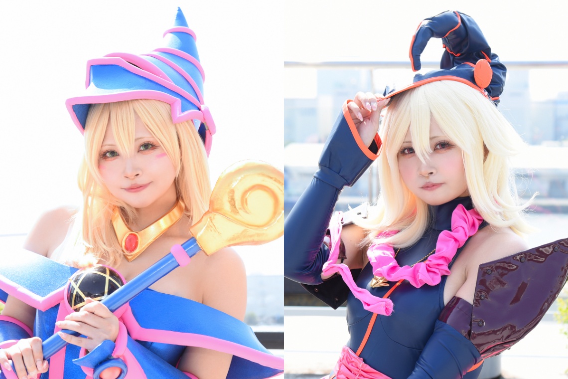 「遊☆戯☆王」シリーズのブラック・マジシャン・ガールおよび、ガガガガールに扮する天音ありぃさん