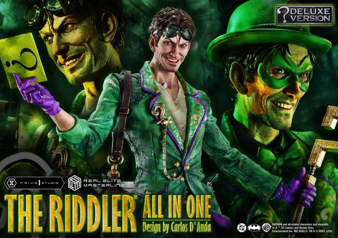 「バットマン」のリドラーのスタチュー「リアルエリートマスターライン バットマン（コミック） リドラー オール・イン・ワン (Design by Carlos D’Anda) DX ボーナス版」