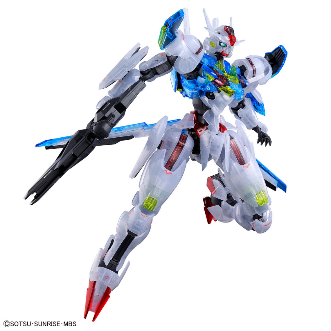 「機動戦士ガンダム 水星の魔女」のガンダム・エアリアルのガンプラ「FULL MECHANICS 1／100 ガンダムベース限定 ガンダムエアリアル ［クリアカラー］」（C）創通・サンライズ・MBS