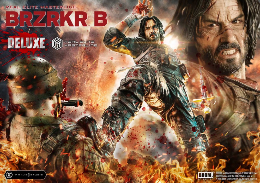 「BRZRKR」のスタチュー「リアルエリートマスターライン BRZRKR B DX ボーナス版」BRZRKR and the BRZRKR logo ＆ （C）[2026] 74850，Inc. BOOM! Studios and the BOOM! Studios logo ＆ （C） [2026] Boom Entertainment，Inc. All rights reserved.