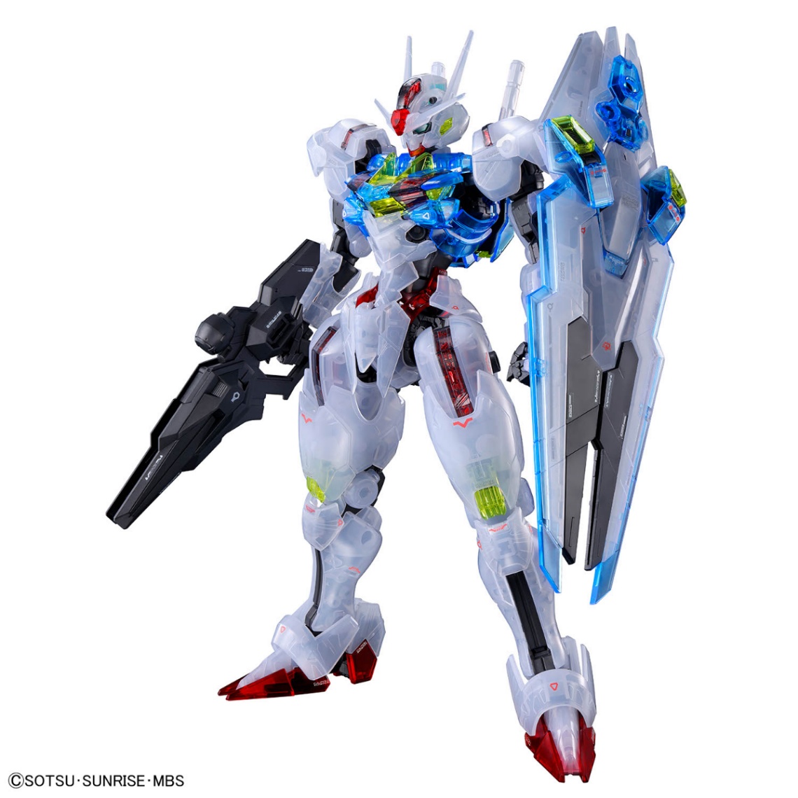 「機動戦士ガンダム 水星の魔女」のガンダム・エアリアルのガンプラ「FULL MECHANICS 1／100 ガンダムベース限定 ガンダムエアリアル ［クリアカラー］」（C）創通・サンライズ・MBS