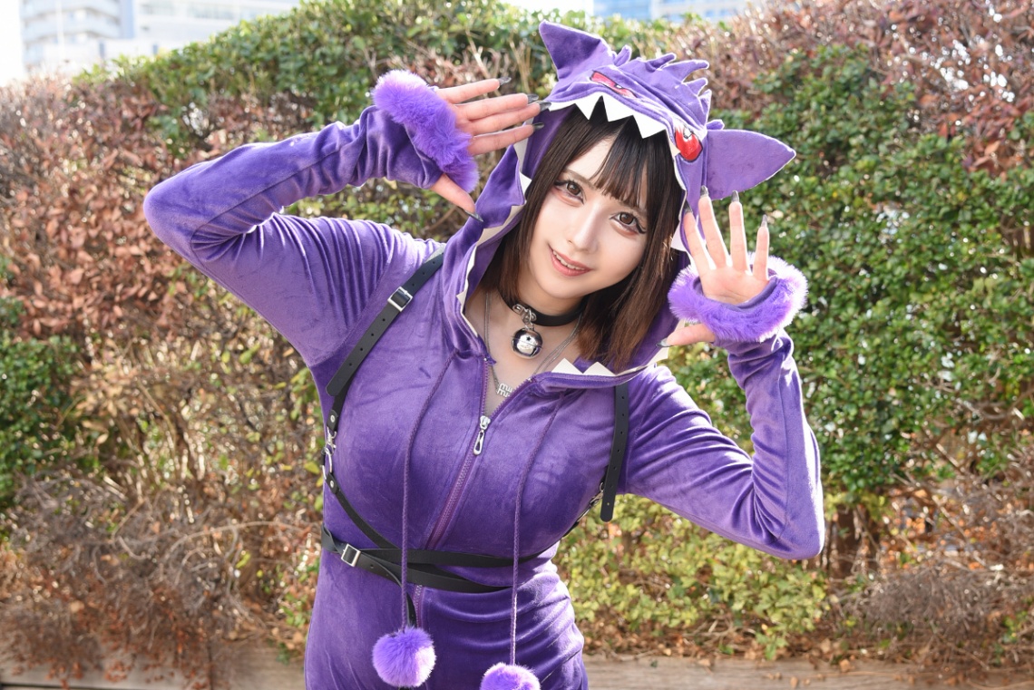 「ポケットモンスター」のゲンガー(擬人化)コスプレを披露したれこちさん