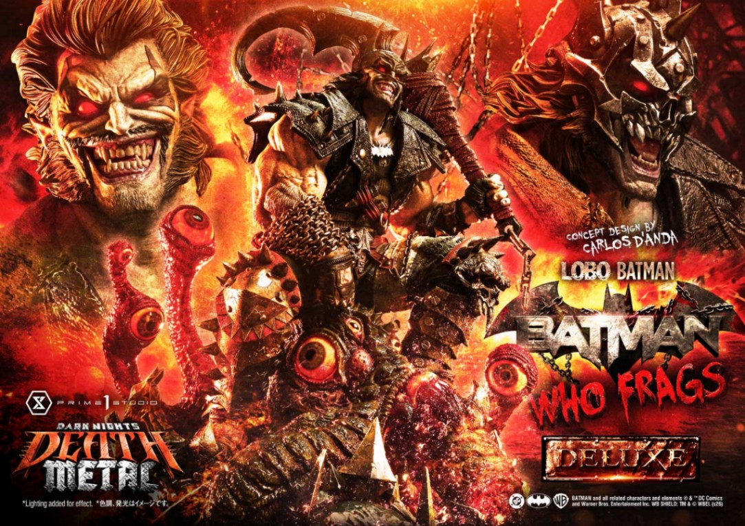 「ダークナイツ：デスメタル」のスタチュー「ミュージアムマスターライン ダークナイツ：デスメタル ロボ バットマン：バットマン・フー・フラッグス Concept design by Carlos D’Anda DX ボーナス版」BATMAN and all related characters and elements （C）＆（TM）DC Comics and Warner Bros. Entertainment Inc. WB SHIELD：TM ＆ （C）WBEI.（s26）