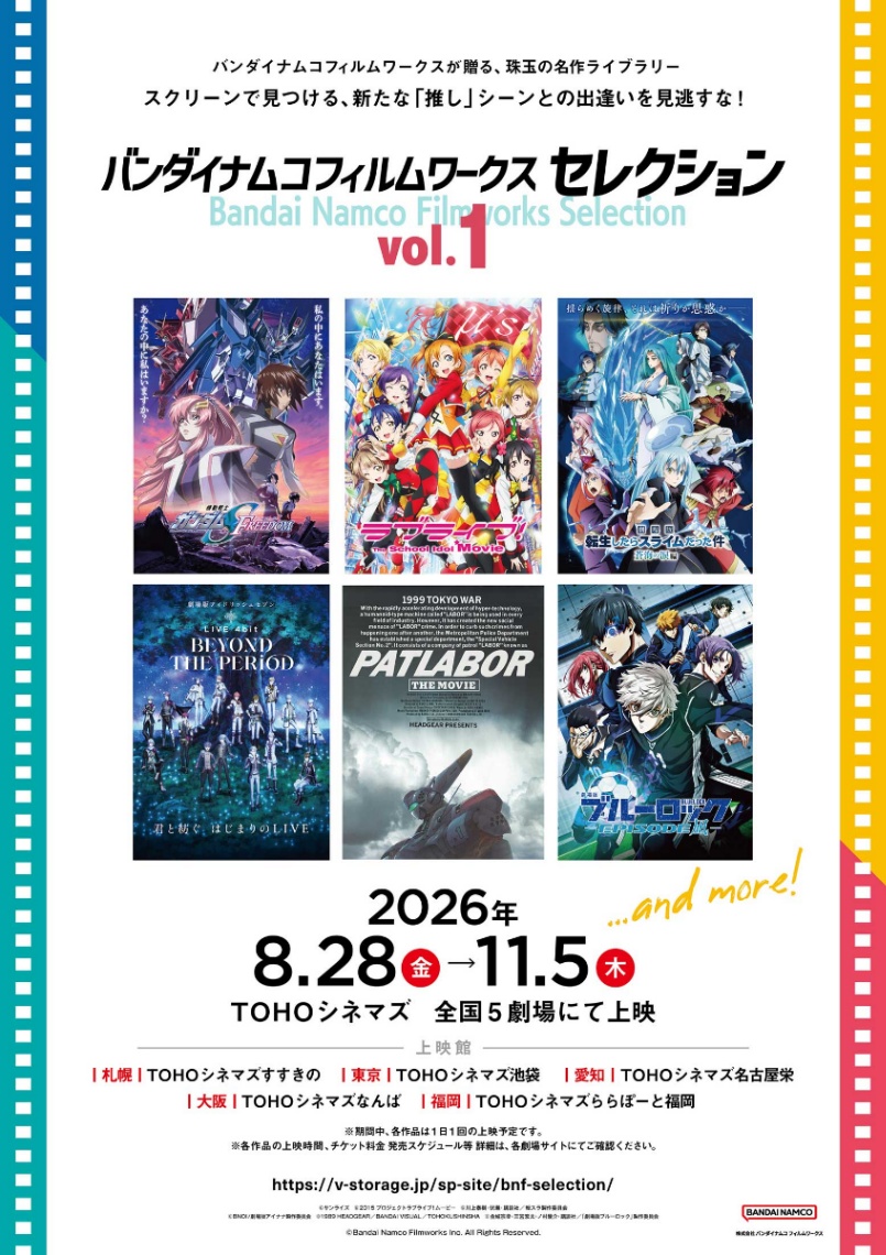 「バンダイナムコフィルムワークス セレクション Vol.1」の上映作品