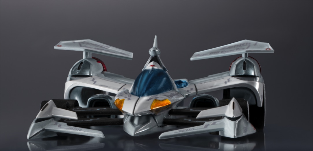 「新世紀GPXサイバーフォーミュラ」の玩具「サイバーフォーミュラコレクション -Heritage Edition- DX 新世紀GPX サイバーフォーミュラ ゼニスアスラーダ AKF-S0／G ロールアウトセット（C）サンライズ  」