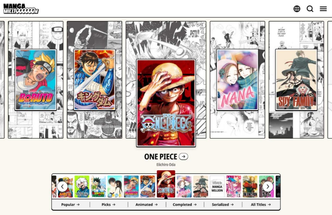 集英社創業100周年を記念したグローバルサービス「MANGA MILLION」のトップ画像(C)SHUEISHA Inc. ALL rights reserved.