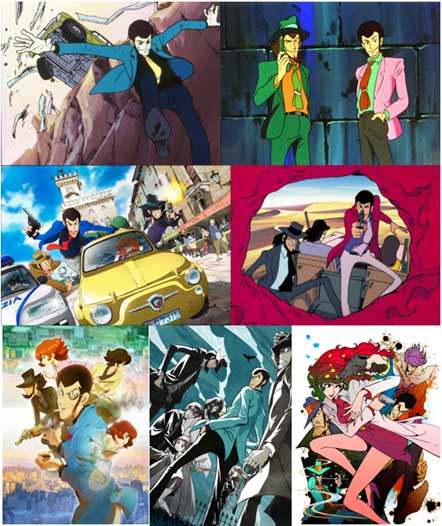 画像上段左から「ルパン三世 PART1」「ルパン三世 PART2」、中段左から「ルパン三世 PART4」「ルパン三世 PARTIII」、下段左から「ルパン三世 PART5」「ルパン三世 PART6」「LUPIN the Third ~峰不二子という女~」
